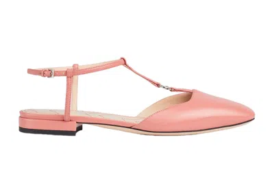 Pre-owned Gucci Double G Ballet Flats (women's) Sneakers In Pink Leather