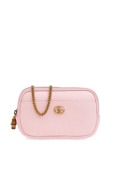 Gucci Double G Bamboo Detailed Shoulder Bag In Pink