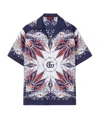 Gucci Double G Printed Cotton Bowling Shirt In Black