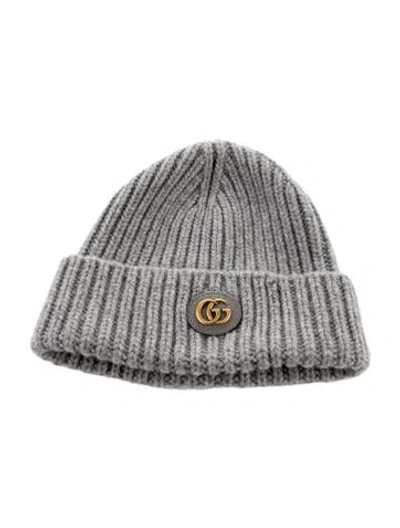 Pre-owned Gucci Double G Beanie In Gray