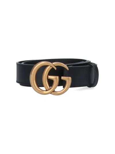 Gucci 'double G' Belt In Black  