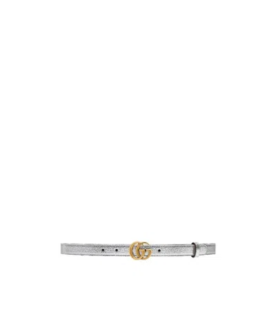 Gucci Double G Belt Buckle Narrow Version Belt In Gray