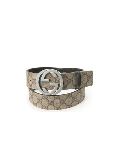 Gucci Reversible Belt Featuring Monogram Pattern In Brown