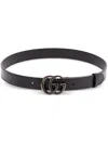 Gucci Leather Belt With Adjustable Double G Buckle In Schwarz