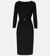 Gucci Double G Belted Cady Midi Dress In Black