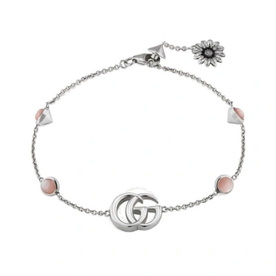 Gucci Double G Bracelet With Flower In Silver-tone