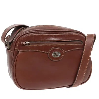 Pre-owned Gucci Double G Brown Leather Shoulder Bag ()