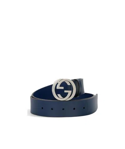 Gucci Double G Buckle Belt In Blue