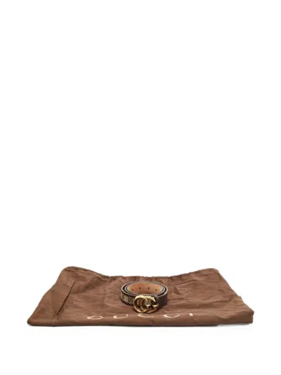 Pre-owned Gucci Double G Buckle Belt In Brown