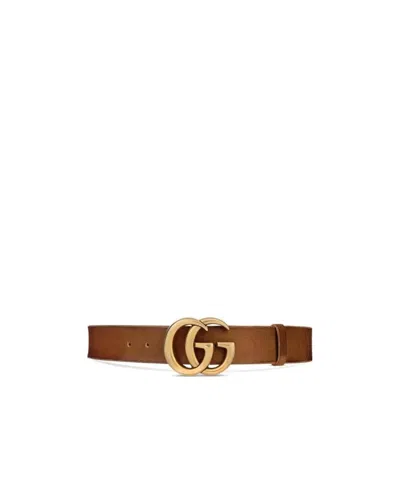 Gucci Double G Buckle Belt In Brown