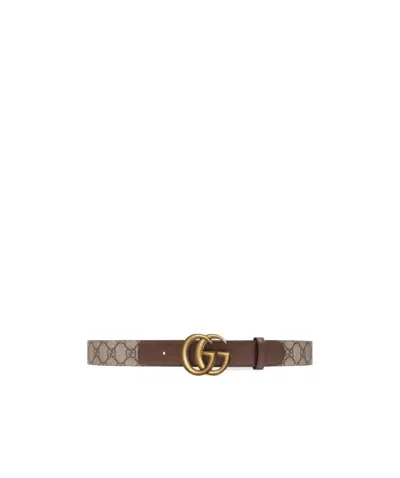 Gucci Double G Buckle Gg Belt In Brown