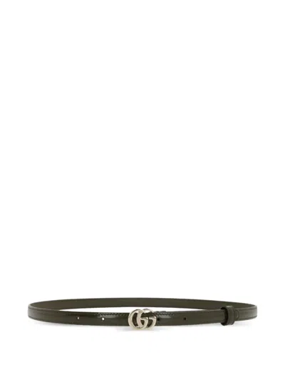 Gucci Double G Buckle Leather Belt In Green