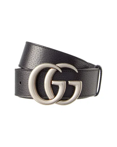 Gucci Double G Buckle Leather Belt In Black