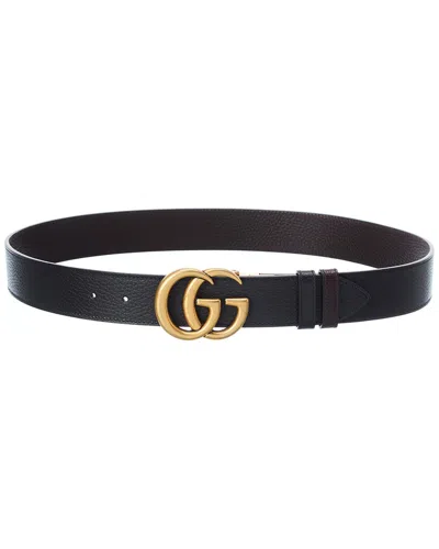 Gucci Double G Buckle Reversible Leather Belt In Yellow