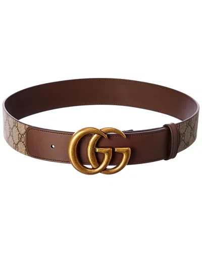 Gucci Double G Buckle Supreme Canvas & Leather Belt