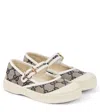 Gucci Double G Canvas Mary Jane Flats In Blue
