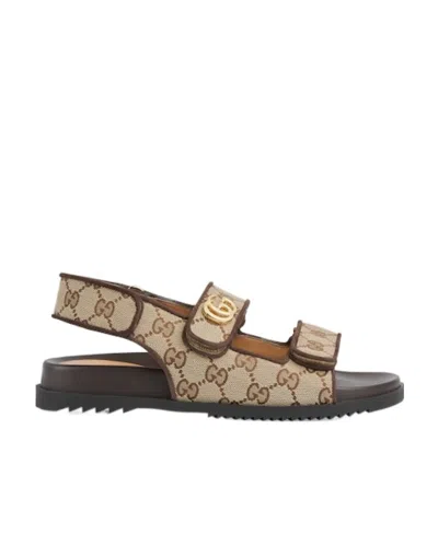 GUCCI GUCCI DOUBLE G MONOGRAMMED SANDALS