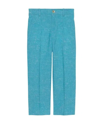 Gucci Double G Canvas Trousers In Blue
