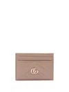 Gucci Women Gg Marmont Leather Card Case In Nude