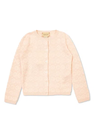 Gucci Babies' Double G Cardigan In 粉色