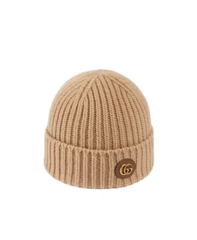 Gucci Double G Cashmere Beanie In Brown