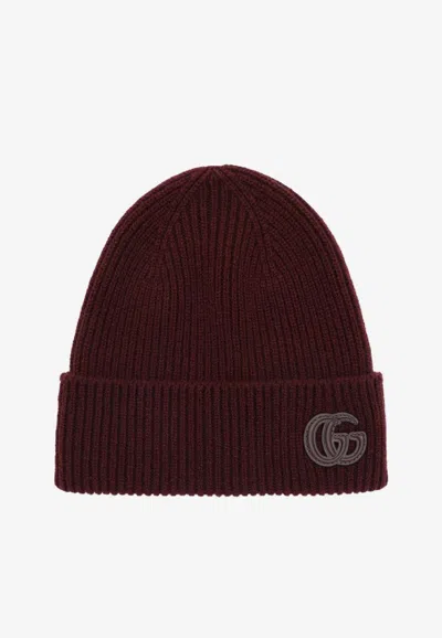 Gucci Double G Cashmere Beanie In Burgundy