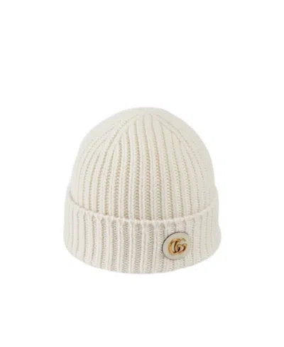Gucci Double G Cashmere Beanie In White