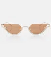 Gucci Double G Cat-eye Sunglasses In Gold