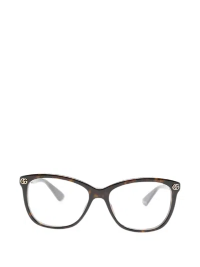 Gucci Double G Cat-eye Glasses In Brown