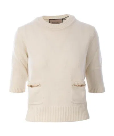 Gucci Double G Chain-embellished Jumper In Nude