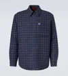 Gucci Double G Checked Wool-blend Overshirt In Blue
