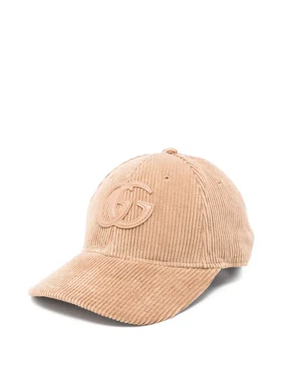 Gucci Double G Corduroy Cap In Neutral