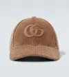 Gucci Double G Cotton Corduroy Baseball Cap In Brown
