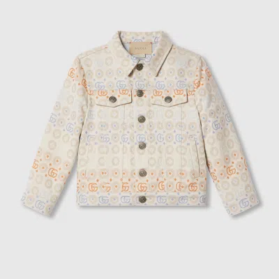 Gucci Kids' Double G Cotton Jacket In White