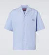 Gucci Double G Cotton Poplin Bowling Shirt In Blue