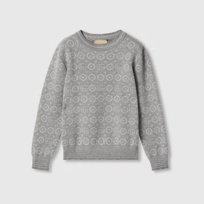 Gucci Kids' Double G Cotton Sweater In Grey