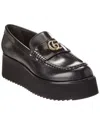 Gucci Leather Loafers With Platform Sole And Gold-tone Hardware In Black