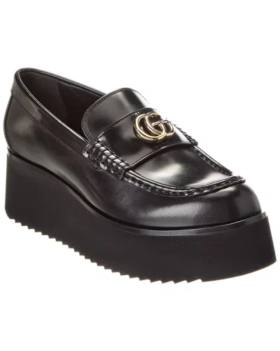Gucci Double G Creeper Leather Loafer In Black