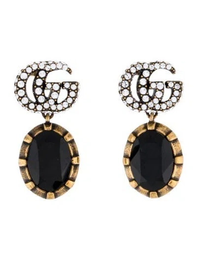 Pre-owned Gucci Double G Crystal Drop Earrings In Multi