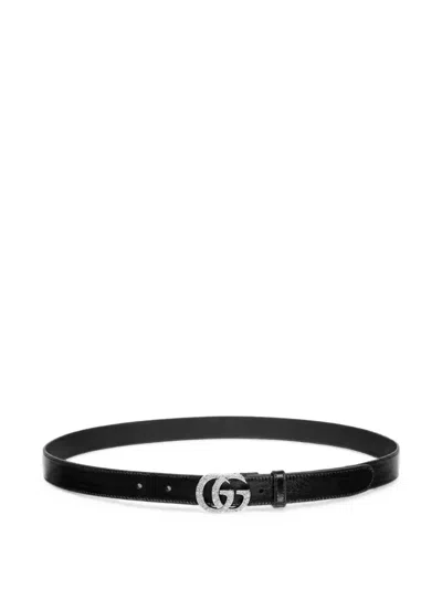 Gucci Double G Crystal-embellished Belt In Metallic