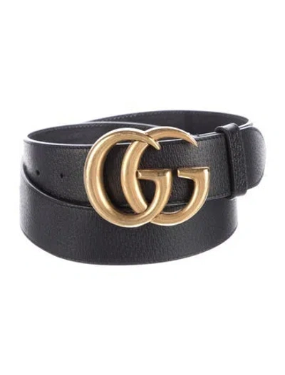Pre-owned Gucci Double G Double G Logo Belt In Black