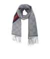 Gucci Double G Double-sided Knitted Scarf In Gray
