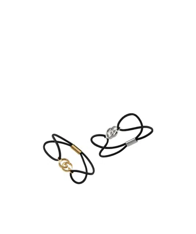 Gucci Double G Elastic Hair Band Set In Black