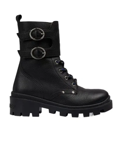 Gucci Double G-embossed Leather Boots In Black