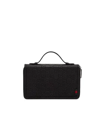 Gucci Double G Embossed Purse In Black