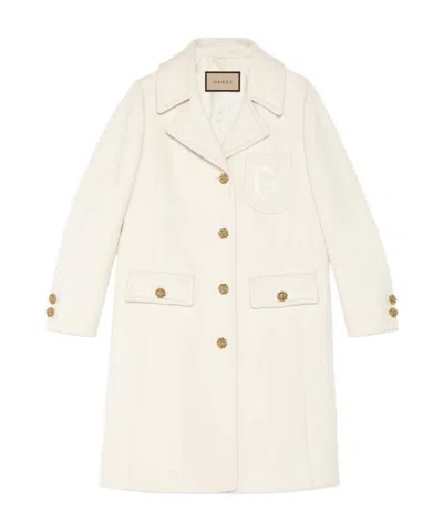 Gucci Double G Embroidered Button-front Coat In White