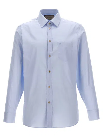 Gucci Double G Embroidery Shirt In Blue
