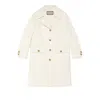 Gucci Double G Embroidered Button-front Coat In White
