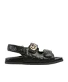 Gucci Nappa Leather Open Toe Flat Sole Sandals In Black