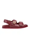 Gucci Double G Flat Sandals In Red